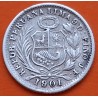PERU 1/2 DINERO 1901 J.F. Ceca de Lima DAMA SENTADA KM.206.2 MONEDA DE PLATA MBC República Peruana 1,25 grs 15mm