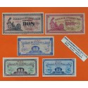 . 5 Billetes x CONSEJO DE ASTURIAS y LEÓN 25+40+50 CENTIMOS 1937 + 1 PESETA + 2 PESETAS 1937 MBC+ España GUERRA CIVIL