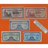 . 5 Billetes x CONSEJO DE ASTURIAS y LEÓN 25+40+50 CENTIMOS 1937 + 1 PESETA + 2 PESETAS 1937 MBC+ España GUERRA CIVIL