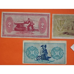 . 5 Billetes x CONSEJO DE ASTURIAS y LEÓN 25+40+50 CENTIMOS 1937 + 1 PESETA + 2 PESETAS 1937 MBC+ España GUERRA CIVIL