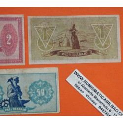 . 5 Billetes x CONSEJO DE ASTURIAS y LEÓN 25+40+50 CENTIMOS 1937 + 1 PESETA + 2 PESETAS 1937 MBC+ España GUERRA CIVIL