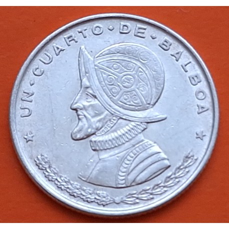 PANAMA 1/4 BALBOA 1961 VASCO NUÑEZ DE BALBOA KM.25 MONEDA DE PLATA SC- CUARTO silver coin