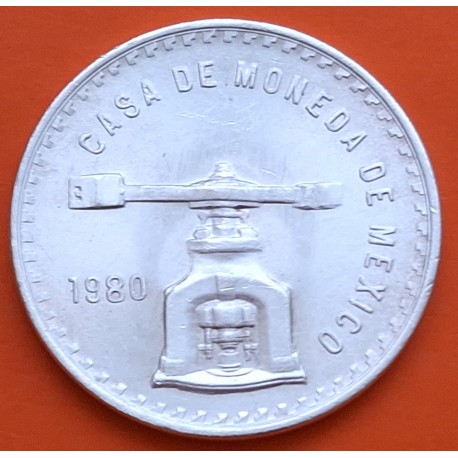 MEXICO 1 ONZA 1980 BALANZA KM.M49 MONEDA DE PLATA EBC OZ Mejico UNA ONZA TROY DE PLATA PURA R/2