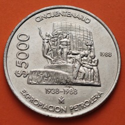 @PRECIOSA@ MEXICO 5000 PESOS 1988 CINCUENTENARIO DE LA EXPROPIACION PETROLIFERA KM.531 MONEDA DE NICKEL Mejico R/2
