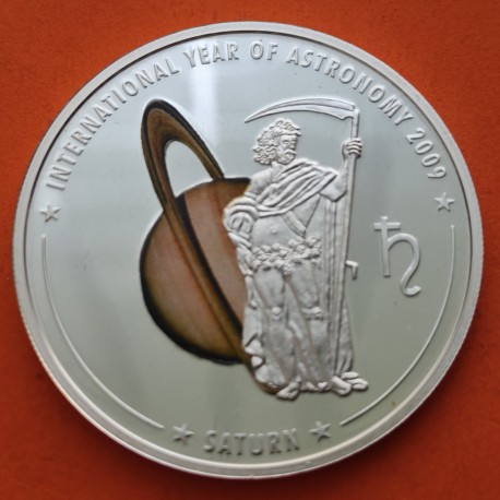 @Tirada 5.000@ ISLAS COOK 1 DOLAR 2009 PLANETA SATURNO a COLORES KM.778 MONEDA DE NICKEL baño de PLATA PROOF