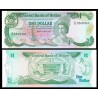 BELIZE 1 DOLAR 1987 REINA ISABEL II - PECES, IGUANA y GARZA Pick 46C BILLETE SC Caribe $1 Dollar UNC BANKNOTE