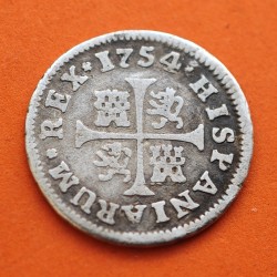@ESCASA@ ESPAÑA 1/2 REAL 1754 JB Ceca de MADRID REY FERNANDO VI KM.370.1 MONEDA DE PLATA Spain silver Medio FERDINANDUS