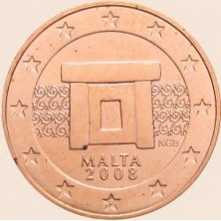 1º AÑO DE EMISIÓN x MALTA 1 CENTIMO 2008 PUERTA DE TEMPLO MONEDA DE COBRE SC Euro Cents