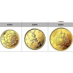 ITALIA 10+20+50 CENTIMOS 2008 Tipo 2º MAPA 3 MONEDAS DE LATÓN SC Italy Euro Cent Cts