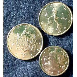 ITALIA 10+20+50 CENTIMOS 2009 Tipo 2º MAPA 3 MONEDAS DE LATÓN SC Italy Euro Cent Cts