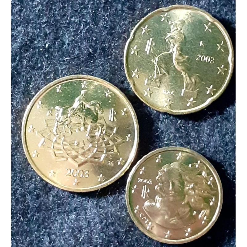 ITALIA 10+20+50 CENTIMOS 2009 Tipo 2º MAPA 3 MONEDAS DE LATÓN SC Italy Euro Cent Cts