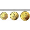 ITALIA 10+20+50 CENTIMOS 2009 Tipo 2º MAPA 3 MONEDAS DE LATÓN SC Italy Euro Cent Cts