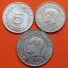 . 3 monedas x TUNEZ 5 MILLIEMES + 1/2 y 1 DINAR 1983 REY HABIB BOURGHIBA ALUMINIO y NICKEL EBC/SC Tunisia Tunisie