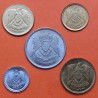 . 5 monedas x EGIPTO 1 + 2 + 5 + 10 + 10 MILLIEMES 1965 a 1972 LATÓN + 10 MILLEIMES 1973 NICKEL AGUILA NACIONAL EBC/SC Egypt