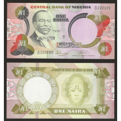 NIGERIA 1 NAIRA 1984 MASCARA ABORIGEN y HERBERT MACAULAY Pick 23.B BILLETE SC Africa UNC BANKNOTE
