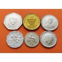 . 6 monedas x JAMAICA 1+5+10+25 CENTAVOS + 1 DOLAR 1993 + 5 DOLARES 1994 PERSONAJES y ESCUDO SC NICKEL, LATON...