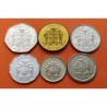 6 monedas x JAMAICA 1+5+10+25 CENTAVOS + 1 DOLAR 1993 + 5 DOLARES 1994 PERSONAJES y ESCUDO SC NICKEL, LATON...
