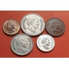 . 5 monedas x JORDANIA 5+10+25+50+100 FILS 1981 a 1989 REY HUSSEIN II VARIOS METALES MBC++ The Hashemite Kingdom Of Jordan