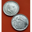 ESPAÑA 50 PESETAS 1957 * 67 FRANCISCO FRANCO ESTADO ESPAÑOL KM.788 MONEDA DE NICKEL SC Spain