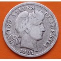 ESTADOS UNIDOS 10 CENTAVOS DIME 1901 BARBER KM.113 MONEDA DE PLATA MBC- USA 10 Cents silver coin