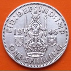 INGLATERRA 1 SHILLING 1946 JORGE VI LEON y ESPADAS Tipo ESCOCIA KM.854 MONEDA DE PLATA MBC+ UK silver R/2