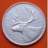 CANADA 25 CENTAVOS 1964 REINA ISABEL II y ALCE KARIBOU KM.52 MONEDA DE PLATA MBC+ silver coin