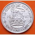 INGLATERRA 1 SHILLING 1940 JORGE VI y LEON SOBRE CORONA diseño INGLES KM.853 MONEDA DE PLATA MBC++ UK silver WWII