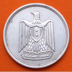 UNITED ARAB REPUBLIC x Egipto 10 PIASTRAS 1960 ÁGUILA KM.398 MONEDA DE PLATA MBC Egypt Qirsh