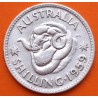 AUSTRALIA 1 SHILLING 1959 CARNERO y REINA ISABEL II KM.59 MONEDA DE PLATA MBC silver coin