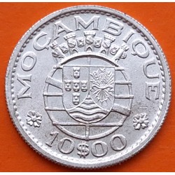MOZAMBIQUE 10 ESCUDOS 1966 Colonia de Portugal KM.79.A MONEDA DE PLATA EBC- Republica Portuguesa MOCAMBIQUE
