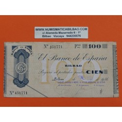 BILBAO 100 PESETAS 1936 CAJA DE AHORROS y MONTE DE PIEDAD 451771 EUZKADI BILLETE TALON EUSKADI España Guerra Civil