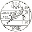 ESTADOS UNIDOS 1 DOLAR 1995 P OLIMPIADA DE ATLANTA PISTA DE ATLETISMO KM.264 MONEDA DE PLATA PROOF Track & Field