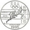 ESTADOS UNIDOS 1 DOLAR 1995 P OLIMPIADA DE ATLANTA PISTA DE ATLETISMO KM.264 MONEDA DE PLATA PROOF Track & Field