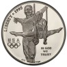 ESTADOS UNIDOS 1 DOLAR 1995 P OLIMPIADA DE ATLANTA GIMNASIA y ANILLAS KM.260 MONEDA DE PLATA PROOF SI CÁPSULA Gymnastics