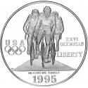 ESTADOS UNIDOS 1 DOLAR 1995 P CICLISMO OLIMPIADA DE ATLANTA 1996 KM.263 MONEDA DE PLATA PROOF SI CÁPSULA Cycling