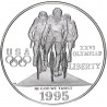 ESTADOS UNIDOS 1 DOLAR 1995 P CICLISMO OLIMPIADA DE ATLANTA 1996 KM.263 MONEDA DE PLATA PROOF SI CÁPSULA Cycling