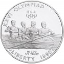 ESTADOS UNIDOS 1 DOLAR 1996 P REMEROS EN BARCA OLIMPIADA DE ATLANTA KM.272 MONEDA DE PLATA SI CÁPSULA Rowing