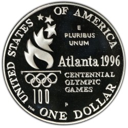 @ESCASA@ ESTADOS UNIDOS 1 DOLAR 1996 P OLIMPIADA DE ATLANTA SALTO DE ALTURA KM.272 MONEDA DE PLATA PROOF High Jump