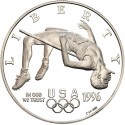 @ESCASA@ ESTADOS UNIDOS 1 DOLAR 1996 P OLIMPIADA DE ATLANTA SALTO DE ALTURA KM.272 MONEDA DE PLATA PROOF High Jump