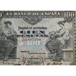 ESPAÑA 100 PESETAS 1906 CUADRO DE MUJERES SENTADAS Serie B 0967716 Pick 59A BILLETE MUY CIRCULADO @RARO@ Spain banknote