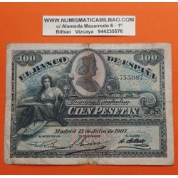 ESPAÑA 100 PESETAS 1907 LA GIRALDA Sin Serie 0733087 Pick 64A BILLETE MUY CIRCULADO @RARO@ Spain banknote