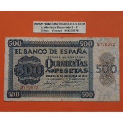 @RARO@ ESPAÑA 500 PESETAS 1936 NOVIEMBRE 21 CATEDRAL DE SALAMANCA Serie B 770672 Pick 102 BILLETE MUY CIRCULADO