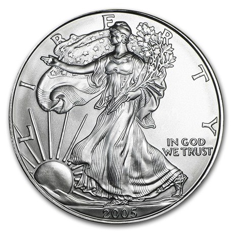 ESTADOS UNIDOS 1 DOLAR 2005 EAGLE LIBERTY MONEDA DE PLATA PURA SC $1 Dollar Coin USA UNITED STATES ONZA OZ OUNCE