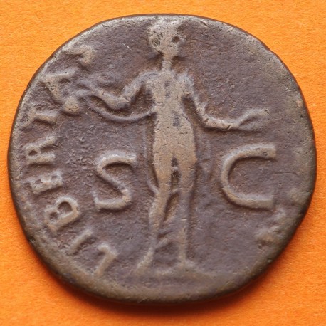 1 moneda x IMPERIO ROMANO Emperador CLAUDIO 41 - 42 ac AS de BRONCE Ceca ROMA 25mm DIOSA LIBERTAS