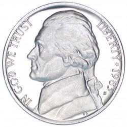 ESTADOS UNIDOS 5 CENTAVOS 1983 S JEFFERSON KM.A192 MONEDA DE NICKEL @PROOF@ USA 5 cents