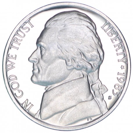 ESTADOS UNIDOS 5 CENTAVOS 1983 S JEFFERSON KM.A192 MONEDA DE NICKEL @PROOF@ USA 5 cents