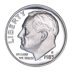 ESTADOS UNIDOS 10 CENTAVOS DIME 1983 S ROOSVELT KM.195A MONEDA DE NICKEL @PROOF@ USA 10 Cents coin