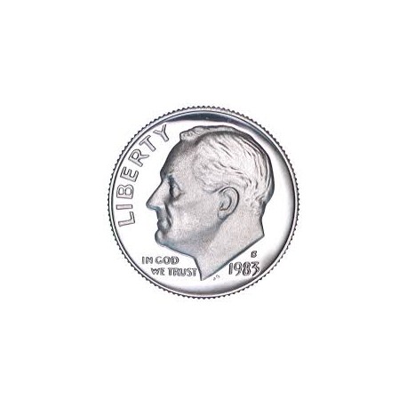 ESTADOS UNIDOS 10 CENTAVOS DIME 1983 S ROOSVELT KM.195A MONEDA DE NICKEL @PROOF@ USA 10 Cents coin