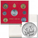 . 7 monedas x VATICANO CARTERA OFICIAL 1991 PAPA JUAN PABLO II SC 10+20+50+100+200 +500 + 1000 LIRAS 1991 PLATA MISIONEROS