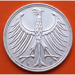 ALEMANIA 5 MARCOS 1966 F AGUILA y VALOR KM.112.1 MONEDA DE PLATA MBC+ Germany BRD 5 Marks silver
